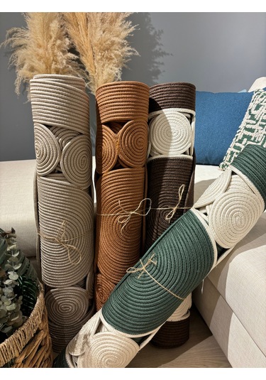 Cookie Jüt Hasırlı El Örgüsü Kilim Taş