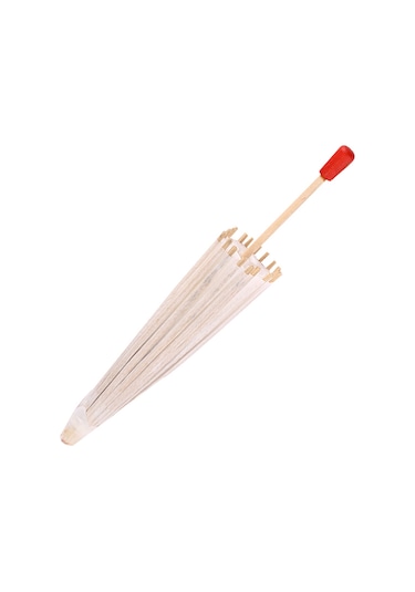 Shineyee Beyaz Kağıt Şemsiye 20cm - Ahşap Kemikli, Dıy Boyama İçin Uygun, Anaokulu Ve Sınıf Aktivitesi Gereci