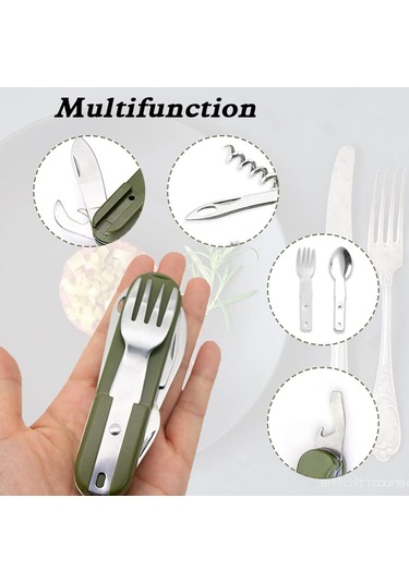 Sones Sy-ft008 7'si 1 Arada Çok İşlevli Açık Hava Kamp Taşınabilir Katlanır Sofra Takımı Kombinasyonu Yeşil