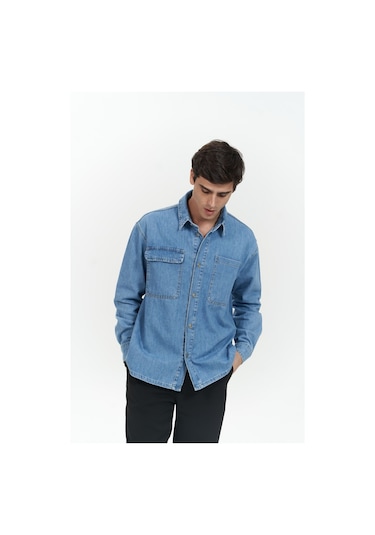 Mai Collection Mai Studios Co. Ethan Mavi Unisex Jean Gömlek Mavi