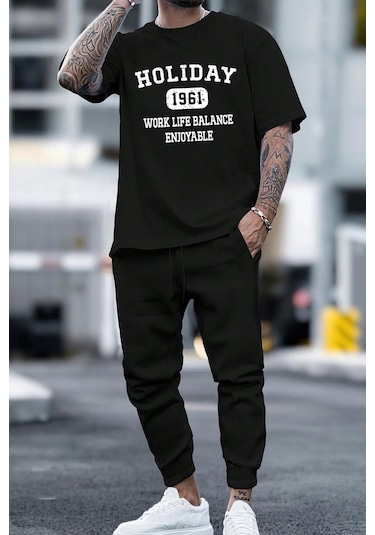 Unisex Holiday 2'li Eşofman Takımı Siyah