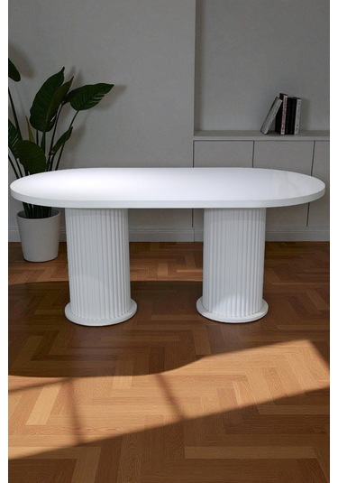 Bohem İskandinav Masa Sandalye Takımı 6 Adet Polo Sandalye Mdf Beyaz Oval Masa Modern Şık Beyaz Bohem İskandinav Masa Sandalye Takımı 6 Adet Polo Sandalye Mdf Beyaz Oval Masa Modern Şık Beyaz