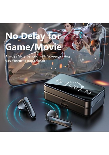 Bluetooth 5.2 Mikrofonlu Kulaklık, Stereo Spor Su Geçirmez Kablosuz Kulaklık Bluetooth, Harici Pil İçin Şarj Cihazı