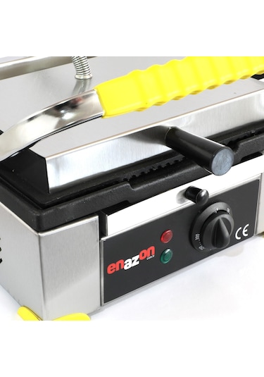 Ev Tipi 8 Dilim Elektrikli Saf Demir Döküm Tost Makinesi 30x23 - İnoks Sarı