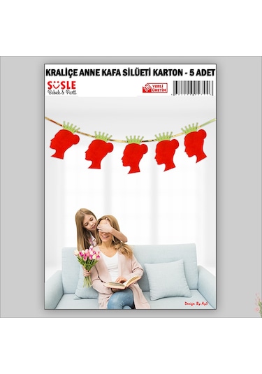 Kraliçe Anne Kafa Silüeti, Metalik Karton - 5 Adet
