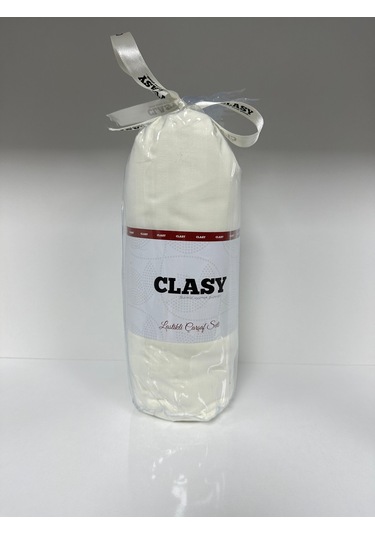 Clasy Ranforce Lastikli Çarşaf Seti Tek Kişilik Fitilli Çizgili Beyaz Çok Renkli