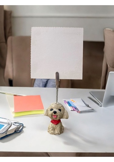 Kırmızı Fularlı Kawaii Sevimli Köpek Fotoğraf Not Tutucu Kırmızı