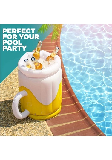 Jialan Şişme Buz Kovası Pvc Bira İçecek Soğuk Kupalar Beyaz - Sarı