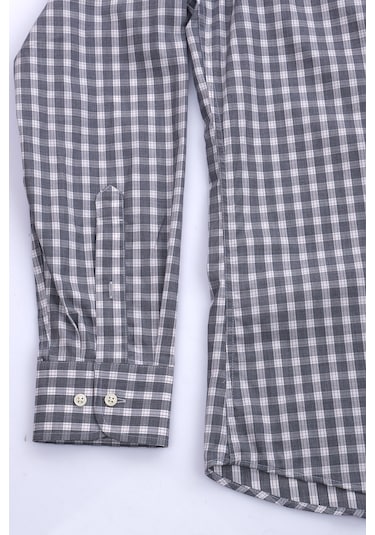 Giant Erkek Uzun Kol Gömlek - Kareli Desen - Minimalist Gri