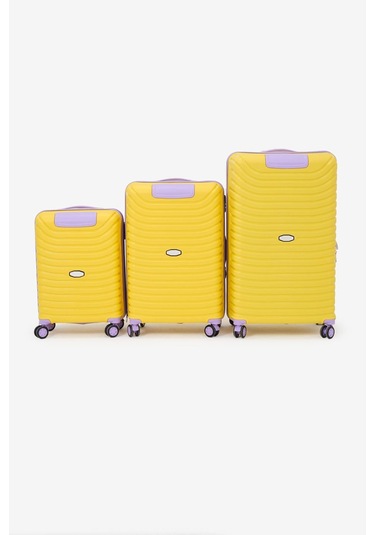 3'lü Set Silikon Kırılmaz Pp Unisex Sarı Lila Valiz Pwvlz005 Sarı Lila