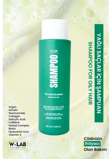 W-Lab Cosmetics Yağlı Saçlar İçin Şampuan 400 Ml