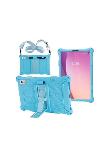 Didadodo Lenovo Tab M9 Uyumlu Pc + Silikon Kılıf + Omuz Kayışı + Ayarlanabilir Kickstand Kılıf Arka Kapak