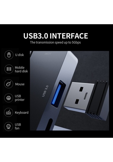 Geeroyoo 7-in-1 Type-c Hub Çevirici, Usb3.0 + Hdmı + 3.5mm Ses + Tf/sd Kart Okuyucu, 5gbps Aktarım Hızı, Alüminyum Gövde, İpad Pro Uyumlu