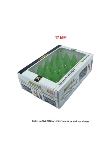 Bijon Kapağı Sivri 17 Mm Yeşil 20 Li Set