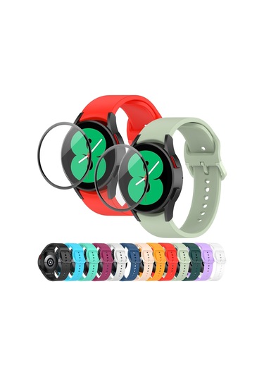 Samsung Galaxy Uyumlu Watch6 Classic İçin 47mm Junsunmay Silikon Ayarlanabilir Kayış Tam Kapsama Pmma Ekran Koruyucu Kiti Siyah