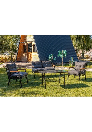 Btkconsept Tarz Model 2+1+1 Masa Bahçe Balkon Takımı Antrasit Gri