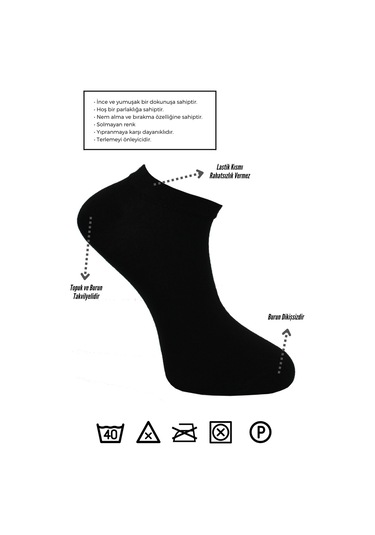 Bambu Erkek Patik Gri Çorap Dikişsiz 6'lı Paket Gri