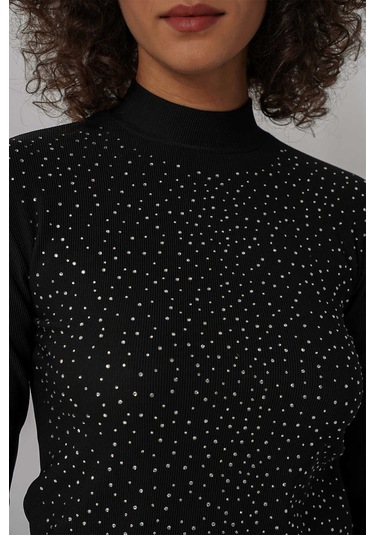 Gabria Taşlı Uzun Kol Bluz Siyah