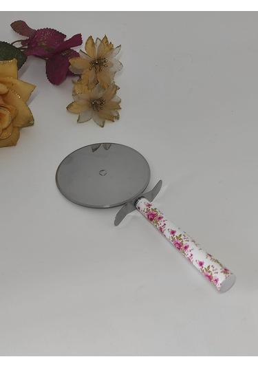 Zarif Çiçek Desenli Lüx Metal Hamur Kesici Hamur Pizza Kesici Paslanmaz Çelik