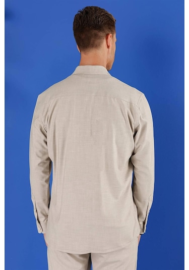 Efor G 1552 Slim Fit Bej Klasik Gömlek Bej
