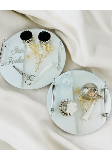 Radiant Söz Tepsisi Ve Nişan Tepsisi Seti Siyah Siyah