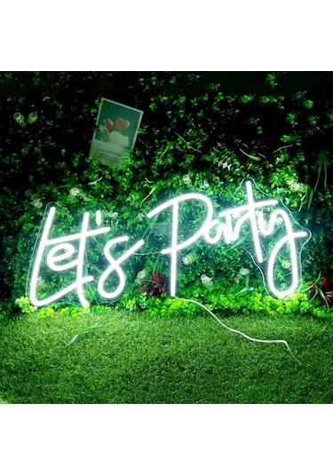 Let S Party Yazılı Neon Led Açık Kahverengi