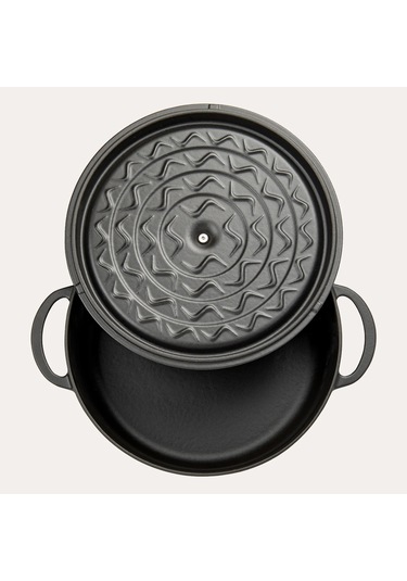 Sürel Mat Siyah Döküm Sığ Tencere 28 Cm. Mat Siyah
