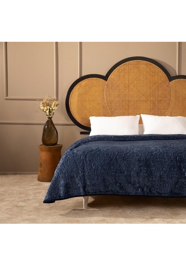 Apricitas Elegant Emboss Çift Kişilik Battaniye Denim -