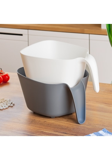 Porsima G-575 2 Parça Çok Amaçlı Plastik Süzgeç Gri Beyaz
