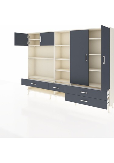 Arges Dolap 12 Raflı 4 Çekmeceli 4 Kapaklı 220x30x163 Aytaşı-antr Aytaşı-antrasit