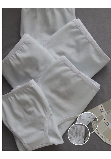 Alya Underwear Kız Çocuk Kalpli Dokuma Lastik Pamuklu Kumaş Slip Külot 5'li Paket 5 Adet Beyaz Multicolor-x18