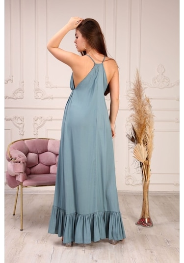 Aymeravm - Örgü Askılı Büzgülü Kadın Elbise - Knz1228Ga