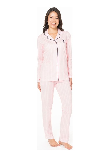 U.s Polo Assn. 20138 Kadın Uzun Kollu Gömlek Pijama Takım-pembe Pembe