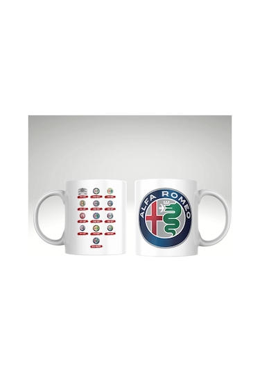 Applucky Alfa Romeo Logo Tarihçesi Baskı Kupa Bardak Beyaz