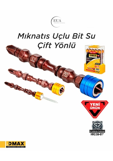 Dmax Akkemik Mıknatıs Uçlu Bits Uç Çift Yönlü Ph2x65mm 10 Adet