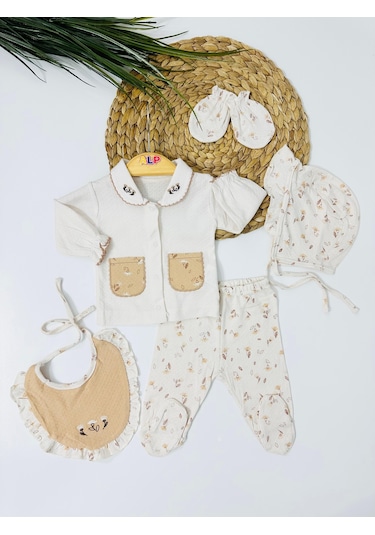 Alpbebe York Factori 5li Yenidoğan Set - Krem Krem