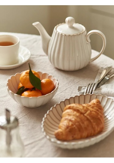 Roomi 340 Ml Seramik Derin Salata Kasesi, Desenli Tabak 196049131 Sütlü