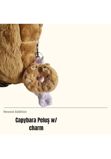 Capybara Peluş Sırt Çantası W/ Charm Kahverengi