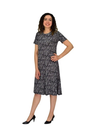 Kadın Kısa Kol Likralı Viskon Elbise Bgl-st04671 Füme