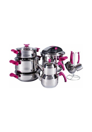 Porland Çelik Çeyiz Seti 16 Parça Luxry Vişne