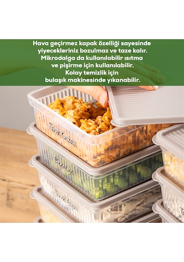 Porsima 5311 12li Buzdolabı Ve Difriz Düzenleyici Saklama Kabı Seti - Bpa İçermez, Mikrodalga Uyumlu, Kapaklı, Gıda Saklama Kabı, Kapicino, 2 Lt Cappuccino