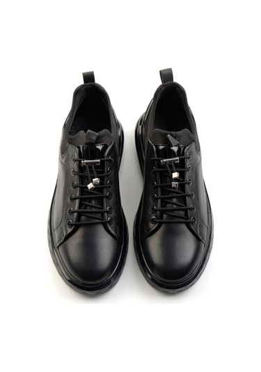 Siyah Hakiki Deri Erkek Casual Ayakkabı E01401082243 Siyah