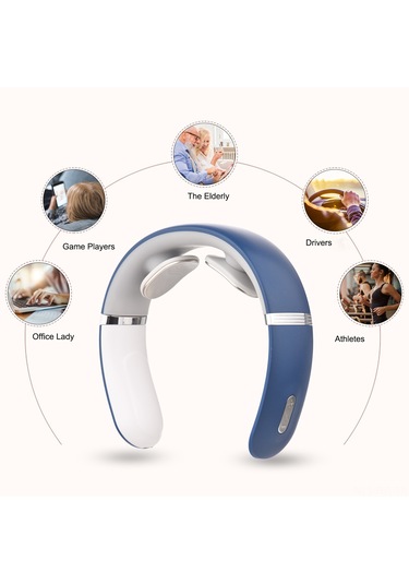 Hangfox Elektrikli Boyun Masaj Cihazı, Isıtma Özelliği, 5 Masaj Modu, 16 Seviye Güç Ayarı, Sesli Bildirim, Uzaktan Kumanda İle Mavi Mavi