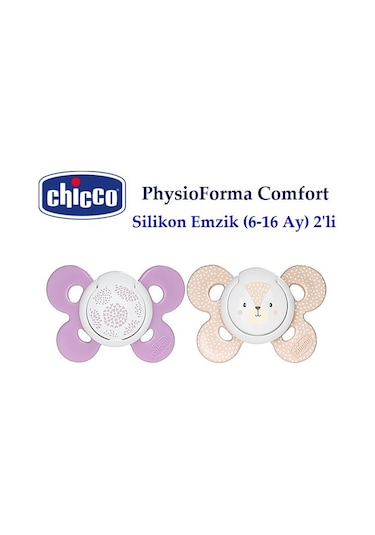Chicco Physio Comfort Silikon Kız Bebek Emzik 6-12 Ay 2'li Mor