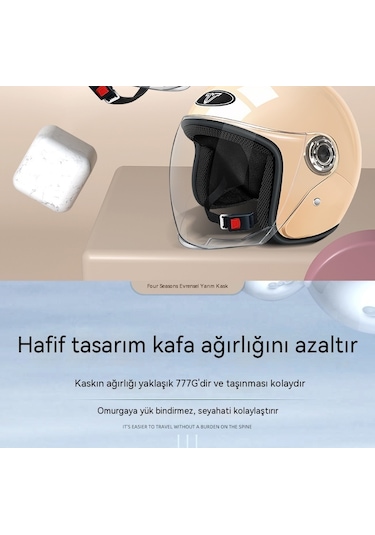 Eternal Luck Yetişkin Dört Mevsim Açık Motosiklet Kaskı Pembe