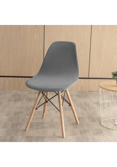 Gri Kadife Sandalye Spandex Kabuk Düz Renk Arkalığı Koltuk Örtüsü Oturma Odası Ofis Bar Ziyafet Dekorasyon Toz Kapağı