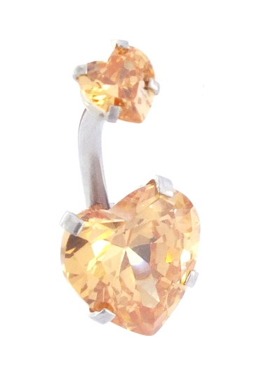 Ferizz 316l Çelik Kalp Model Zirkon Taşlı Piercing Prc-210