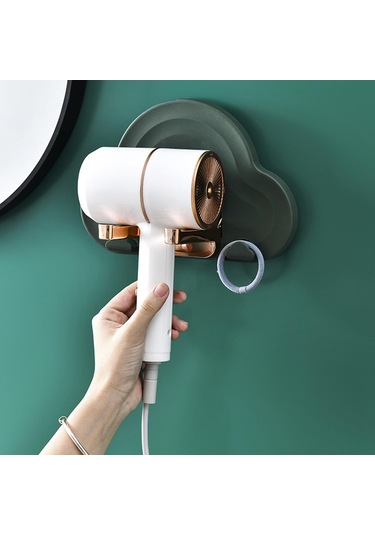 Homyl Duvar Saç Kurutma Makinesi Tutucu Depolama Standı Yeşil Yeşil