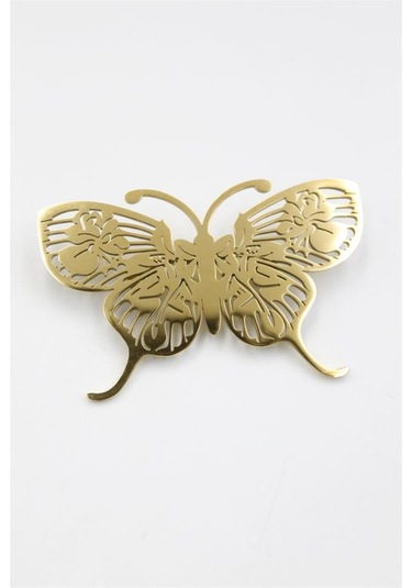 Çelik Kelebek Broş - Altın Gümüş Rengi