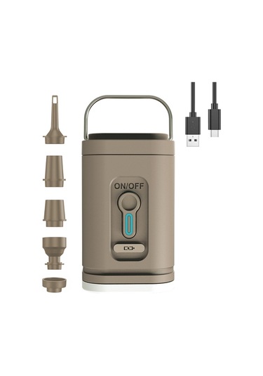 Tenfowee Usb Şarjlı Dış Mekan Pompası - Havlu Yatağı, Yüzme Havuzu, Balon Şişirme Ve Boşaltma - 5 Uç Ve Led Işık - Kahverengi İçinli Li-pil